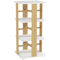 AIYAPLAY Estante para Livros Infantil Estante para Crianças com Rodas 3 Prateleiras 48x48x99,5 cm Branco e Madeira(m-1)