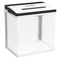 PawHut Aquário de Cristal de 13L Aquário Pequeno com Sistema de Filtração Iluminação LED e Bomba de Água 29x20x30,5 cm Branco(m-1)
