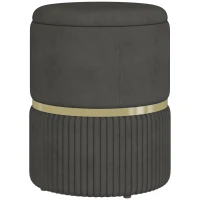 HOMCOM Banco de Armazenamento para Dormitório Puff de Arrumação Estofado em Veludo com Pés Antiderrapantes Ø36x44 cm Cinza(m-1)
