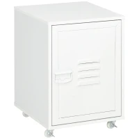 Vinsetto Bloco de Gavetas de Escritório Móvel Arquivador com Rodas Prateleira Ajustável e Porta de Metal 38x38,5x55,5 cm Branco(m-1)