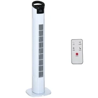 HOMCOM Ventoinha de Coluna 50W com Controlo Remoto 3 Velocidades Ecrã LCD Temporizador 7,5h e Oscilante 70° Ø20x78,5 cm Branco(m-1)