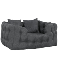 PawHut Cama para Cães Pequenos Cama para Animais de Estimação com 2 Almofadas e Base Antiderrapante 70x50x30 cm Cinza