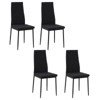 HOMCOM Conjunto de 4 Cadeiras de Sala de Jantar Estofadas em Linho com Pernas em Metal Cadeiras Modernas para Cozinha Quarto Suporta até 120 kg 41x50x97 cm Preto(m-1)