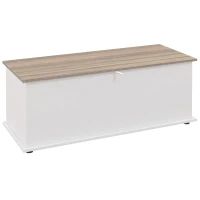 HOMCOM Baú de Armazenamento de Madeira Banco de Armazenamento Carga Máxima 60kg 100x40x40 cm Branco e Madeira(m-1)