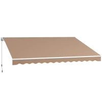 Outsunny Toldo Manual Retrátil 350x250 cm para Varanda com Manivela de Metal Impermeável e Anti-UV para Jardim Janelas Marróm(m-1)