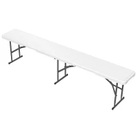 Outsunny Banco de Jardim Dobrável Banco de Exterior de 3 Lugares com Estrutura de Aço Carga 360 kg p183x28x43 cm Branco(m-1)