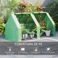 Outsunny Estufa de Jardim Terraço 180x90x90 cm Tipo Casa Tubo de Aço com 2 Janelas Estufa Pequena para Cultivo de Plantas Verde(m-4)