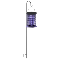 Outsunny Lâmpada Mata Mosquitos Elétrica 2 em 1 5W com Luzes LED UV Recarregável Solar e USB Efeito 30 m² para Jardim Terraço Preto