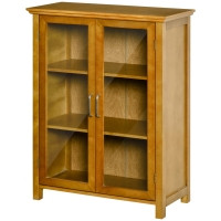 HOMCOM Aparador Auxiliar com 2 Portas de Vidro Armário de Sala de Estar Múltiuso com 2 Prateleiras Interiores Ajustáveis Estilo Rústico para Cozinha Sala de Jantar 66x31,8x86,8 cm Nogueira