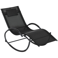 Outsunny Espreguiçadeira Baloiço de Jardim com Apoio para os Braços Almofada para a Cabeça Removível 155x61x88 cm Preto