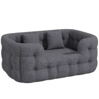 PawHut Cama para Cães Médios Cama para Animais de Estimação com 2 Almofadas Cama para Cães com Base Antiderrapante 90x60x35 cm Cinza(m-1)