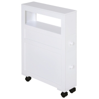 HOMCOM Armário Casa de Banho para Espaços Reduzidos com 4 Rodas Prateleira Aberta e Gavetas 16x52x71,5 cm Branco