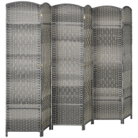 HOMCOM Biombo Dobrável de 6 Painéis Divisor de Ambientes 270x180 cm Ecrã de Privacidade de Polipropileno para Quarto Cinza Misto
