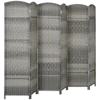 HOMCOM Biombo Dobrável de 6 Painéis Divisor de Ambientes 270x180 cm Ecrã de Privacidade de Polipropileno para Quarto Cinza Misto(m-1)