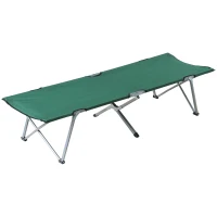 Outsunny Cama de Campismo Dobrável Cama de Campismo com Estrutura Metálica Carga 136 kg para Praia Viagens 193x64x40 cm Verde(m-1)