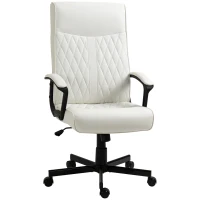 Vinsetto Cadeira de Escritório Giratória 360° com Encosto Alto Altura Ajustável e Função de Inclinação 65x65x102-112,5cm Branco creme(m-1)