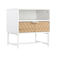 HOMCOM Mesa de Cabeceira Moderna Mesa de Cabeceira com Gaveta e Compartimento 45x39x48 cm Branco e Carvalho