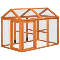 PawHut Galinheiro para Exterior 140x88,5x106 cm para 1-3 Galinhas com Estrutura de Madeira e 2 Portas com Fechadura  Madeira