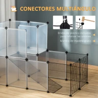 PawHut Recinto para Animais de Estimação Pequenos DIY com 21 Painéis de Resina e 6 Painéis de Arame  140x70x90cm Transparente e Preto(m-7)