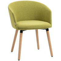 HOMCOM Cadeira de Sala de Jantar Estofada em Linho Sintético com Apoio para os Braços e Pés de Madeira 57x56x72cm Verde(m-1)