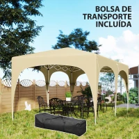 Outsunny Tenda Dobrável 3x6 m com Painéis Laterais UPF50+ Tenda de Jardim com Altura Ajustável e Bolsa de Transporte Areia(m-7)
