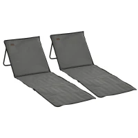 Outsunny Conjunto de 2 Esteiras de Praia Dobrável Esteiras Acolchoadas com Encosto Reclinável 142x51x40 cm Cinza(m-11)