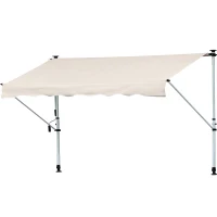 Outsunny Toldo Manual Retrátil para Exterior 400x120x170-280cm Toldo Enrolável Altura Ajustável com Manivela Proteção Solar para Terraço Balcão Jardim Marrom Claro(m-1)