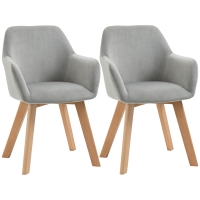 HOMCOM Conjunto de 2 Cadeiras de Sala de Jantar Modernas Estofadas em Veludo com Encosto Médio e Pés de Madeira de Borracha 54x57x80cm Cinza
