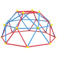 Outsunny Cúpula de Escalada Conjunto de Cúpula Geométrica Parque Infantil para 3-8 Anos para Jardim Ø183x90 cm Vermelho e Azul(m-1)