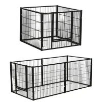 PawHut Parque para Cães de 6 Painéis com Largura Ajustável e Estrutura de Aço 82,5-150x79x61 cm Preto(m-1)