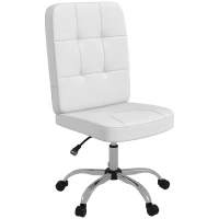 Vinsetto Cadeira de Escritório Giratória de Couro Sintético com Altura Ajustável Estilo Moderno Carga 120 kg 45x59x90-100 cm Branco(m-1)