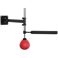 HOMCOM Punching Ball de Boxe Montado na Parede Altura Ajustável com Barra Giratória e Inflador 79x72x20cm Preto e Vermelho(m-1)