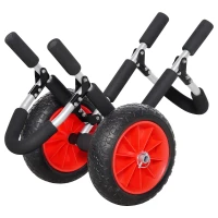 HOMCOM Carrinho de Transporte Dobrável  para Prancha de Surf com Espessura Inferior a 12,5 cm 64x55x38,5 cm Preto e Vermelho(m-1)