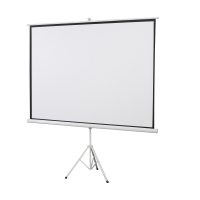 HOMCOM Ecrã de Projeção Manual com Suporte 100 Polegadas Formato 4:3 para Interior e Exterior 203x152 cm Branco