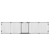 PawHut Barreira de Segurança para Animais de Estimação Barreira Dobrável de 5 Painéis com Fechadura Inteligente 300x74,5 cm Preto(m-1)