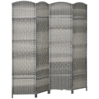 HOMCOM Biombo Dobrável de 4 Painéis Divisor de Ambientes 180x180 cm Ecrã de Privacidade de Polipropileno para Quarto Cinza Misto