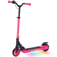 SPORTNOW Trotinete Elétrica Dobrável para Crianças 120 W Autonomia 6 km e Máximo 10 km/h com Travão Luzes LED 74x52x83-87 cm Rosa(m-1)