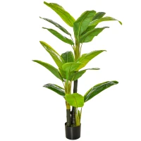 HOMCOM Bananeira Artificial 150 cm Planta Artificial com Vaso e 18 Folhas Planta Artificial para Decoração Verde(m-1)