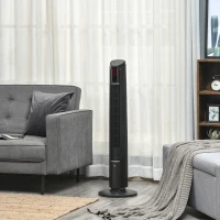 HOMCOM Ventoinha de Coluna Altura 107cm 45W com Controle Remoto 3 Velocidades 4 Modos de Funcionamento Oscilação de 70° Inclinação Tela LED Tátil e temporizador de 12H Silencioso Escritório Casa Preto(m-2)