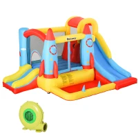 Outsunny Castelo Insuflável com 2 Escorregas Trampolim e Piscina para Crianças acima de 3 Anos com Inflador e Bolsa de Transporte para Interior Exterior 330x265x185cm Multicor(m-1)