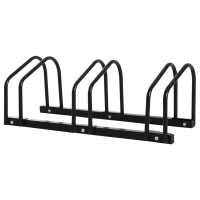 HOMCOM Estacionamento para 3 Bicicletas Suporte de Aço para Estacionar Bicicletas no Chão para Interior e Exterior 76x33x27 cm Preto
