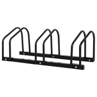 HOMCOM Estacionamento para 3 Bicicletas Suporte de Aço para Estacionar Bicicletas no Chão para Interior e Exterior 76x33x27 cm Preto(m-1)
