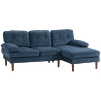 HOMCOM Sofá de Canto com Chaise Longue em Forma de L Estofado em Poliéster para Sala Capacidade 250 kg 215x142x88 cm Azul(m-1)