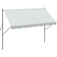 Outsunny Toldo Manual Retrátil Ajustável 300x170x200-290 cm com Manivela Proteção Solar UV40+ para Varanda Jardim Creme(m-1)