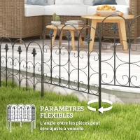 Outsunny Lot de 5 clôtures de jardin décoratives en fil métallique antirouille pour extérieur, noir(m-5)