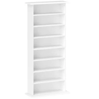HOMCOM Rangements pour CD et DVD avec 8 compartiments et 6 étagères réglables, capacité max. 360 CD/185 DVD et Blu-ray, blanc(m-11)
