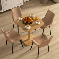 HOMCOM Table à manger pour 4 personne table de cuisine style moderne avec plateau aspect bois, 70 x 70 cm, bois naturel(m-6)