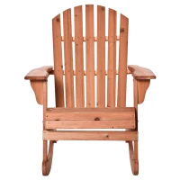 Outsunny Adirondack Gartenstuhl Schaukelstuhl Schaukelsessel Gartensessel Gartenmöbel Balkonstuhl Natur 77 x 94 x 97 cm(m-15)