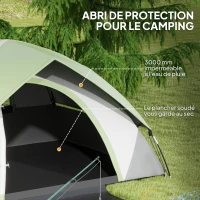 Outsunny Tente de camping pour 2 personnes 3-4 saison 3000 mm imperméable et ventilée, installation facile, gris(m-4)