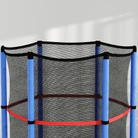 HOMCOM Saltea Elastică pentru Copii 3-6 Ani cu Plasă de Protecție, 6 Stâlpi și 3 Intrări, Ø140x190 cm, Albastru(m-9)